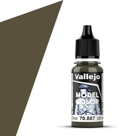 Vallejo Hobbyverf Acrylverf - 70887 Model Color US Olive Drab - Acryl Verf flesje - 17 ml
