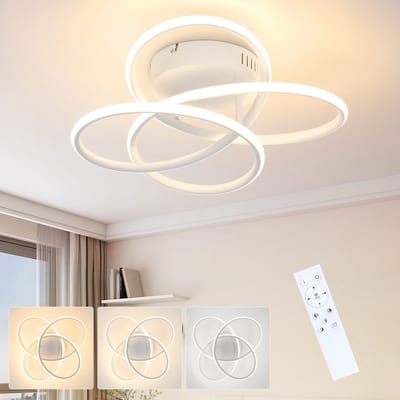 NETTLIFE Plafondlamp LED - Wit - 36cm - 3000-6000K Dimbaar - Moderne Keukenverlichting - met Creatief ontwerp - met Afstandsbediening - voor Slaapkamer | Woonkamer | Hotel - 44W