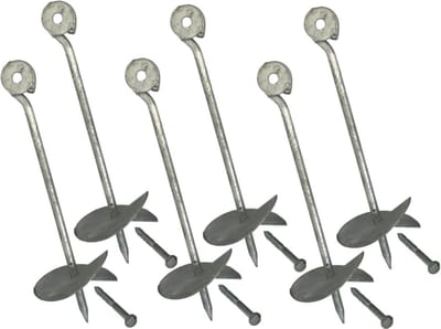 Set van 6 Gegalvaniseerde Grondankers 30 cm voor Speeltoestellen en Tenten