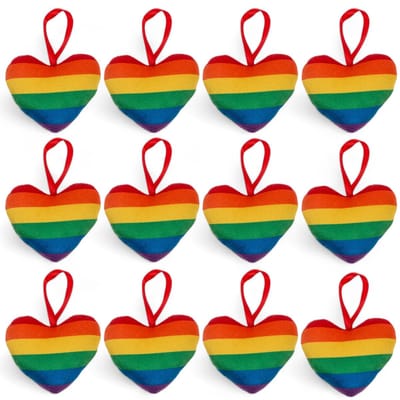 JHUBERS- Hanger Mini Pluimveehart - Regenboogkleurig - 10 cm - 100% polyester - Tas/Rugzak Accessoire - Decoratie voor Auto - Sleutelhanger