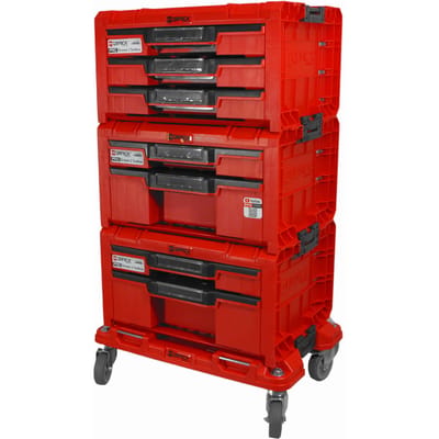 Qbrick System PRO Lades Werkplaatsset 3 RED ULTRA HD + 2x Lade 2 Gereedschapskist + 1x Lade 3 Gereedschapskist + rolplank