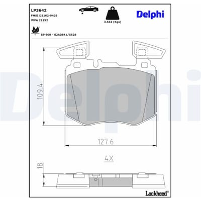 Remblokset DELPHI LP3642, voor
