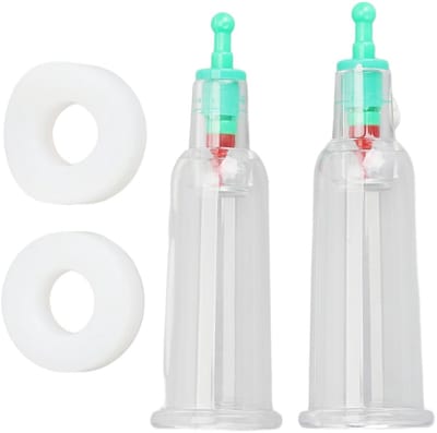 Dailygoods- Cuppingset met 2 Vingerschalen - Therapie-inzetstukken - Vacuümcups - Dieptemassage - Verbeterde Doorbloeding - Professionele Set - Therapiecups
