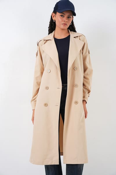 Lang Dubbel Borst Trenchcoat