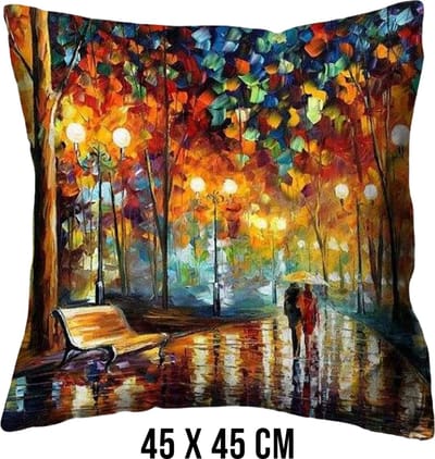Allernieuwste® Kussen Abstract Regen Landschap - Kussenhoes polyester peach skin Perzikhuid - Graffiti Kussenovertrek - Kleur 45 x 45 cm
