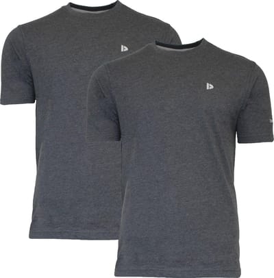 2-Pack Donnay - T-shirt (Vince) - Sportshirt - Heren - Charcoal-marl (037) - maat S