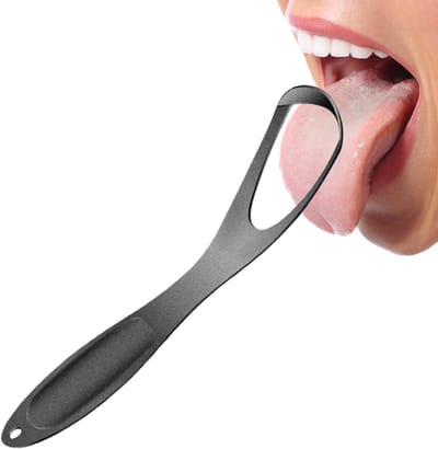 Tongreiniger Roestvrij - Ademfrisse Dispenser - Dagelijkse Mondhygiëne - Waaiervormig Ontwerp - 145 cm - Zilver