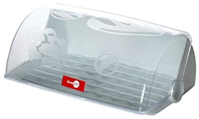 Broodbak met deksel - Broodtrommel Keuken - Brood Vers Houden - Transparant Deksel - 335 cm Lengte - Wit
