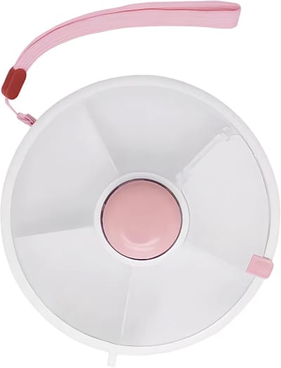 QTTVBTNA - Ronde Draaibare Snackdoos - Herbruikbare Voedseldoos - Snacks Bewaren - Draagbare Snackbox - Kindvriendelijk - ABS - Roze - 17,3x5cm - 1 stuk