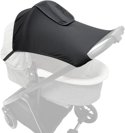Kinderwagen Zonnescherm - Wandelwagen/ Buggy - Met Kijkvenster - Zonnedoek - Spatwaterdicht - Ademend - Parasol - Eenvoudig Te Bevestigen - UV-Doek - Verstelbaar - Past Op Bijna Elke Kinderwagen of Buggy - Universeel - Zwart