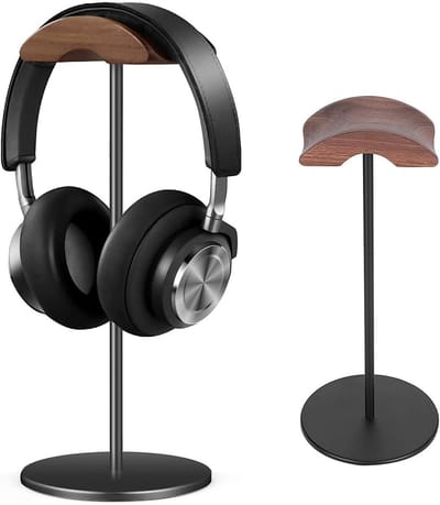Thijox - Hoofdtelefoonstandaard Headsethouder met Walnoothout, Ruimtebesparend Design voor Over-ear en Gaming-hoofdtelefoons, Geschikt voor Tafel en V