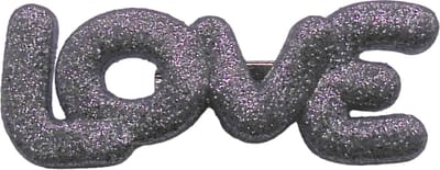 Broche kinderen zilver glitter - love