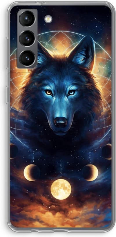 Case Company® - Hoesje geschikt voor Samsung Galaxy S21 hoesje - Wolf Dreamcatcher - Soft Cover Telefoonhoesje - Bescherming aan alle Kanten en Schermrand