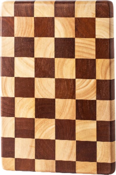 House of Husk Houten Snijplank Klein - Serveerplank - Dienblad - Rubberhout - Schaakbord Design - 30 x 20 Centimeter