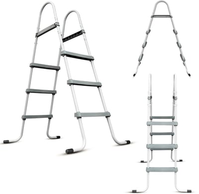 COIL Zwembadladder Dubbelzijdig - voor een zwembad met een hoogte van maximaal 107 cm – Antislip Zwembadtrap voor Opzetzwembad – Max. 150 kg