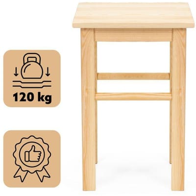 Springos Kruk - Bijzet Krukje - Grenenhout - Lichtbruin - 120 Kg - 43,5 Cm