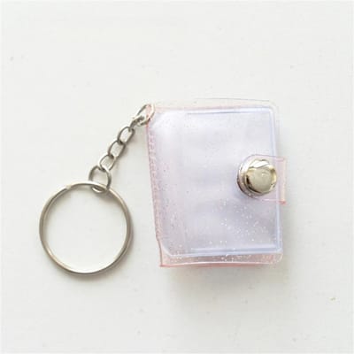 Mini Porte-clés Album Photo pour Femmes Petit Album Photo Instantané Porte-clés Pendentif Poche Interstitielle pour Photo d'Identité Porte-clés rose