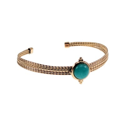 Bangle Dames - Verguld RVS - Stijve Armband met Natuurlijke Steen - Dottilove armband