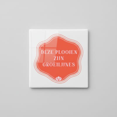 Zelfliefde Quote Keramische Tegel – “Deze Plooien Zijn Groeilijnen” Positieve Wanddecoratie – 15 × 15 cm