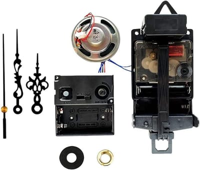 Quartz Slingeruurwerk met Zwarte Handen, met Muziekdoos Luidspreker, Werkt op Batterijen, Melodie Mechanisme voor DIY Klok