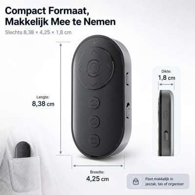 Bluetooth Remote Shutter Afstandsbediening voor Smartphone en Tablet - Zoomfunctie - Android en iOS - Zwart