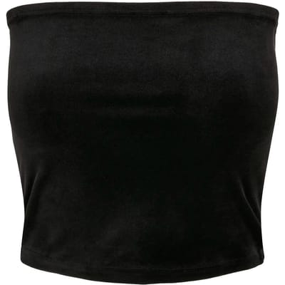 Urban Classics - Short Velvet Tube Bandeau top - S - Zwart