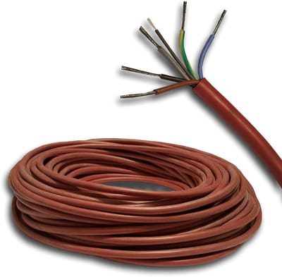 Siliconen Kabel - Hittebestendige Leiding - Industrieel Gebruik - Fijnaderig Vertind Koper - 5x4 mm² - Roodbruin