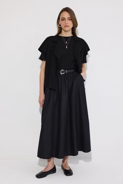 Touché Privé - Linnen rok met elastische taille - Zwart - Dames