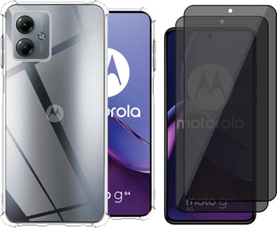 Hoesje geschikt voor Motorola Moto G84 - 2x Privacy Screenprotector Volledig Dekkend Glas - Shockproof Transparant