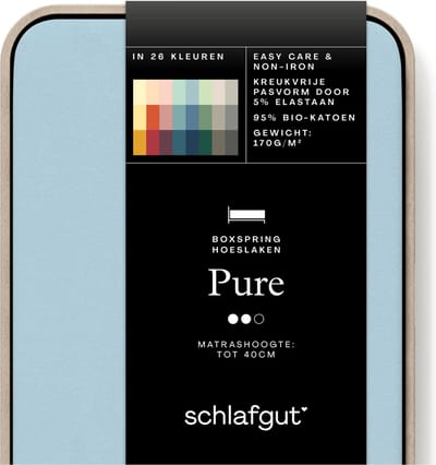 schlafgut Jersey Pure hoeslaken extra hoog - Eenpersoons S - 90x190 - 100x220 536 Blue Light