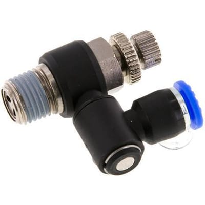 Draaibaar Regelventiel 6 mm - R1/4'' Regeling-Uit Messing/Nylon