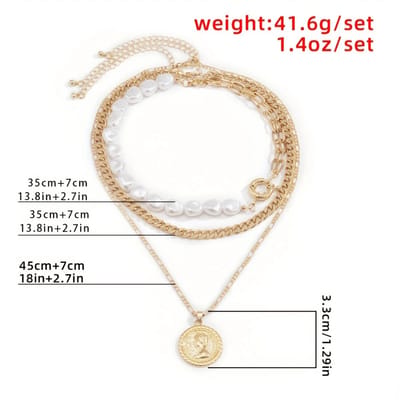Nivard Ketting - Dames - Staal - Nep zilver - Met Hanger - 3 Stuks - ZIlver
