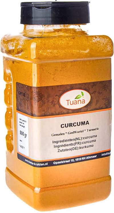 Tuana Kruiden - Kurkuma (curcuma Longa) Gemalen - Strooibus 500 Gram - Tuanashop - GP-K-0048