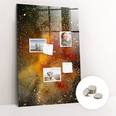 Tulup Glassboards - Een explosie van smaak Magneetbord - 60 cm x 90 cm - Oranje Magnet Board - Gratis 5 Sterke Magneten - Minimalistisch Prikbord - Memobord Keuken - Magnetisch Bord - Notitiebord Werkplek - Magneetbord Rechthoekig