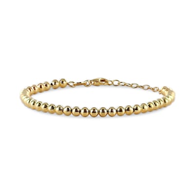 New Bling 9SIL-23243 Zilveren Armband Bolletjes 4mm - 16+3cm - Karabijnsluiting - Zilver - Verguld/Goud op Zilver