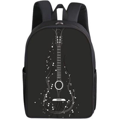 Gitaar Print Enkellaags Rugzak voor Jongens en Meisjes Beste Cadeaus 2D Platte Cartoon Schooltassen voor Kinderen