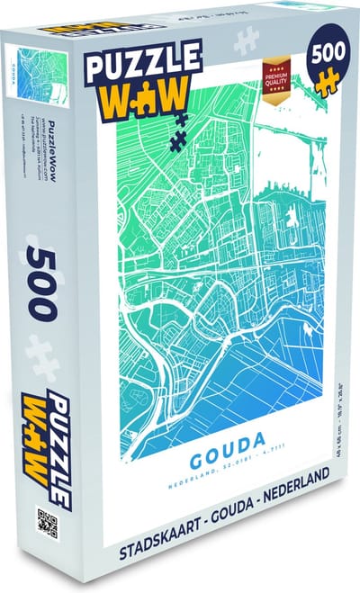 Puzzel Stadskaart - Gouda - Nederland - Legpuzzel - Puzzel 500 stukjes - Plattegrond