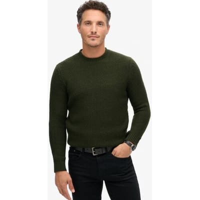 Superdry De Merchant Store-getextureerde Trui met Ronde Hals Khaki Grootte: M