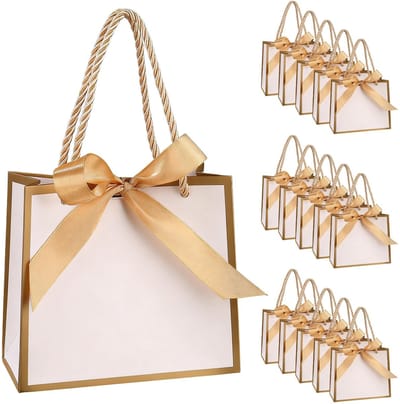 Dailygoods- Geschenktasjes 15 stuks - Kleine Cadeauzakjes - Mini Geschenktas - Versterkte Handgrepen - Striksluitingen - Papier 14 x 6 x 12 cm