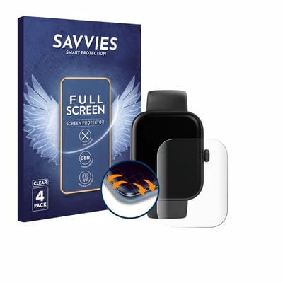 Savvies - Screenprotector voor Hama Smartwatch 5000 - Folie Beschermfolie transparant volledig dekking 4 Stuks