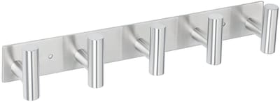 Dailygoods - Mooche Kapstokhaken Wandmontage SUS304 roestvrijstalen kapstok, zware wandkaphaak, kleerhangers wandmontage met 5 haken voor hoed handdoekkleding, geborsteld afgewerkt, GWLD5005-LS