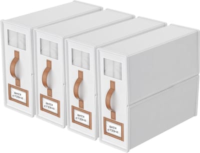 Bedding Opbergboxen - Linnen Opbergers - Beddengoed Ordenen - Stoffen Opbergdozen - 4 Stuks - Wit
