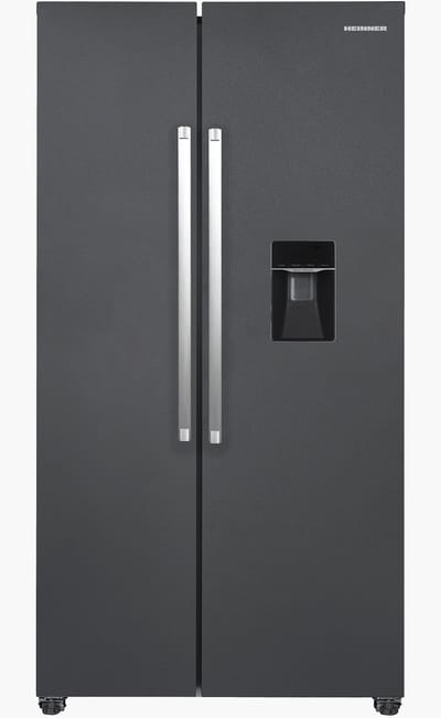 Heinner HSBS-HM529NFINVDGWDE++ American Side-by-Side Koelkast met Waterdispenser 529 L – Total No Frost – Inverter Compressor – Super Freeze – Open-deur Alarm – Vingerafdrukbestendige Afwerking – Antracietgrijs – 5 Jaar Garantie