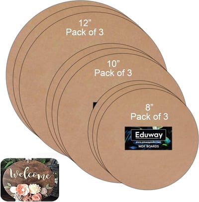 Houten Kunst Platen - MDF Cirkels - Ambachtelijk Werk - Set van 9 Stuks - 3 Maten 4mm Dik