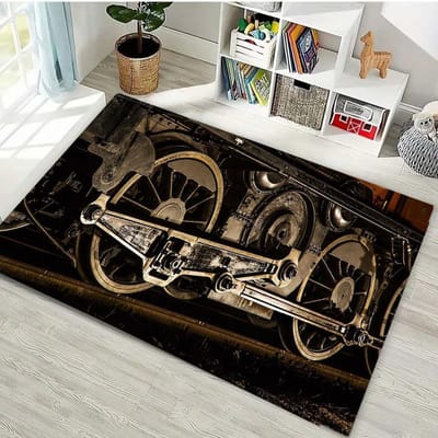 Klassieke Trein Locomotief 3D HD Print Tapijt voor Woonkamer Kinder Slaapkamer Sofa Kleed Deurmat Vloermat Antislip Decor Alfombra 80*120cm