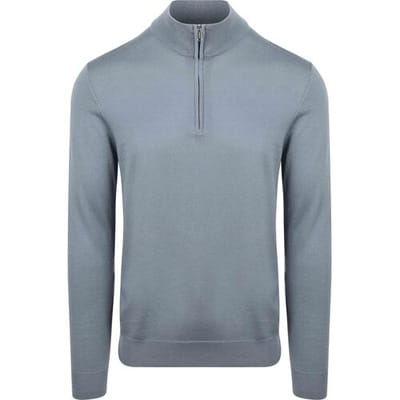 Profuomo Half Zip Pullover Merinowol Blauw - Maat S - Heren - Quarter zip