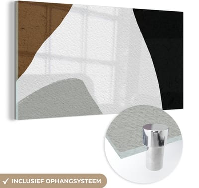 MuchoWow® Glasschilderij 40x20 cm - Schilderij acrylglas - Minimalisme - Design - Vormen - Foto op glas - Schilderijen