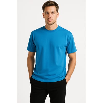 JUSTEVER 100% katoenen oversized T-shirt met ronde hals voor heren, blauw - Alpha