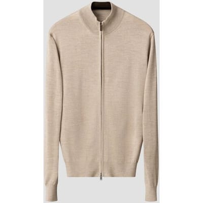 Eton Vest Full Zip Knit Merino Extrafine Beige / male