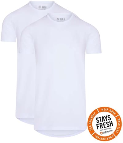 RJ Everyday Heren 2-Pack Roermond Body Fit T-Shirt Ronde Hals Wit S